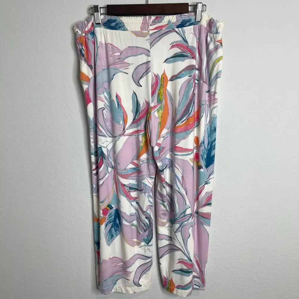Soma Lounge Pajama Pants Women’s L Soft Stretch Floral Vibrant Multicolor Pastel - Picture 4 of 11